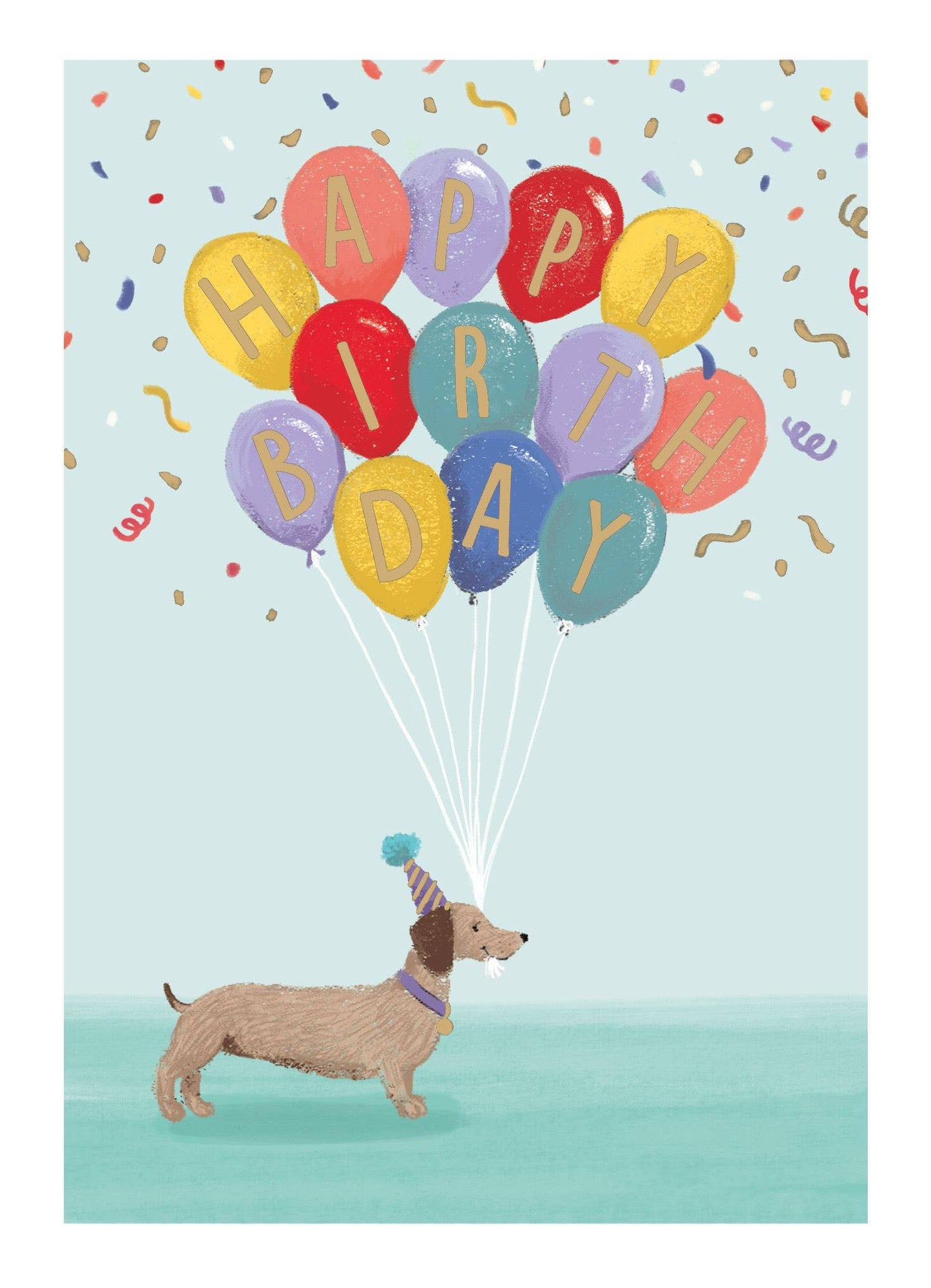 Yours Truly - Sausage Dog With Balloons Card