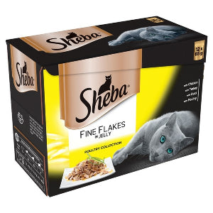 Sheba Fine Flakes Cat Pouches Poultry Collection in Jelly 12x85g pack