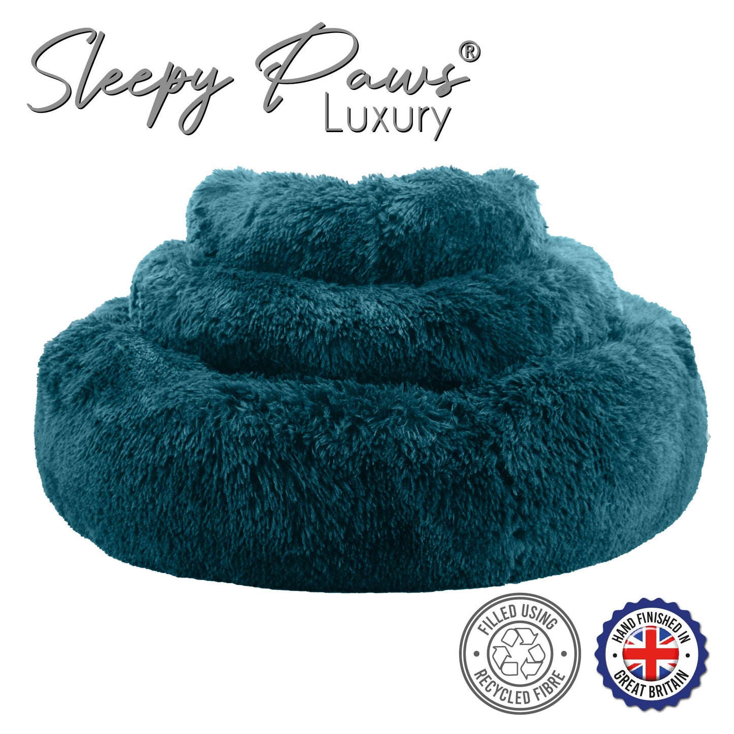 Super Soft Plush Donut Dog Bed TEAL ( S or M)