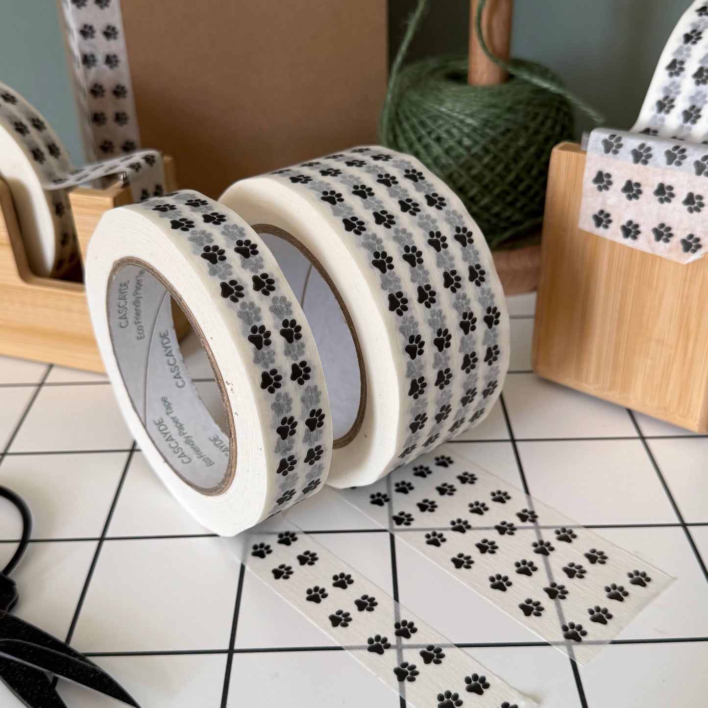 Cascayde - Paw Print Paper Tape 48mm - Eco Friendly Packaging Tape