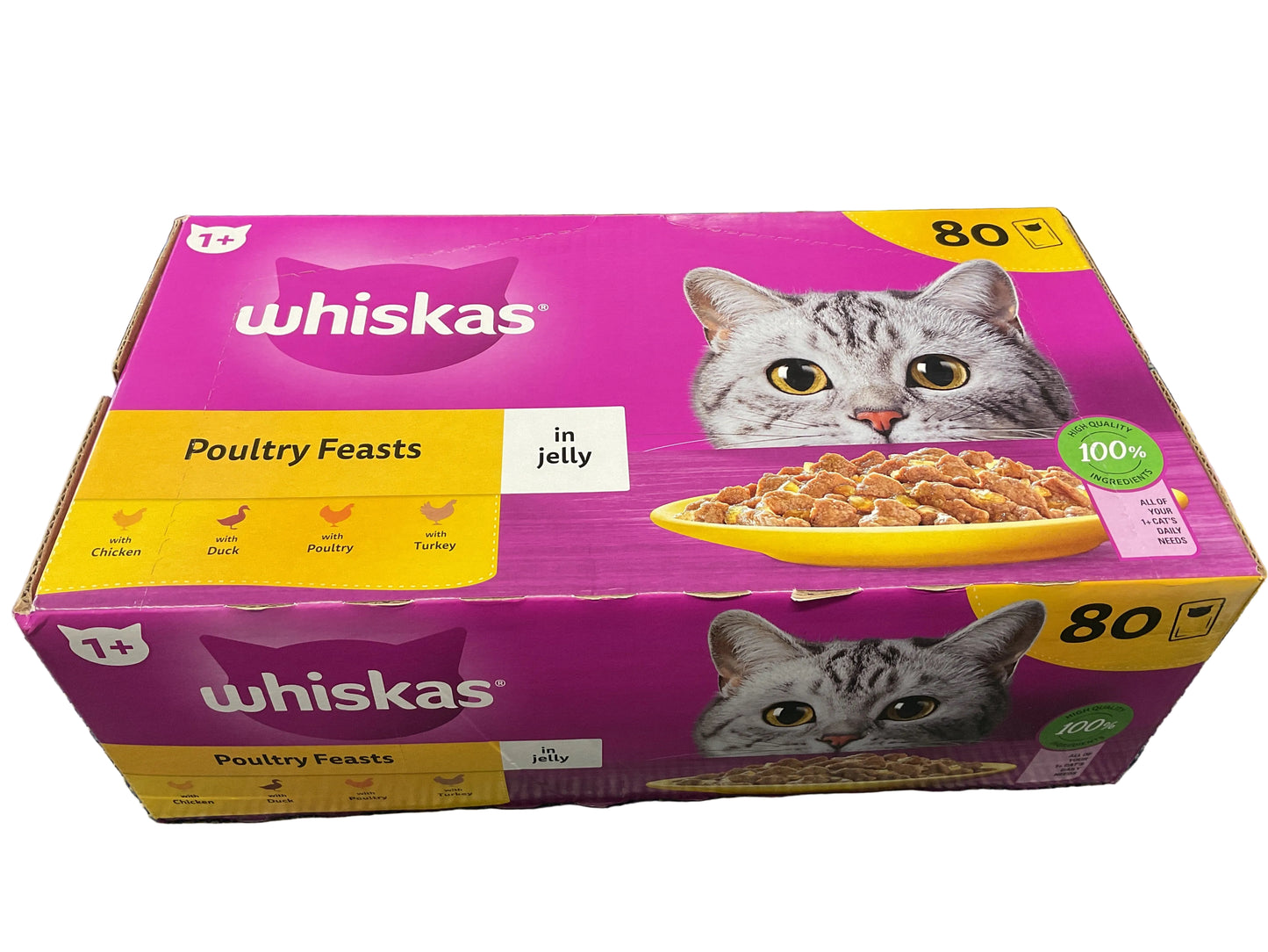 WHISKAS 1 Cat pouches Poultry Selection in Jelly 80 x 85g