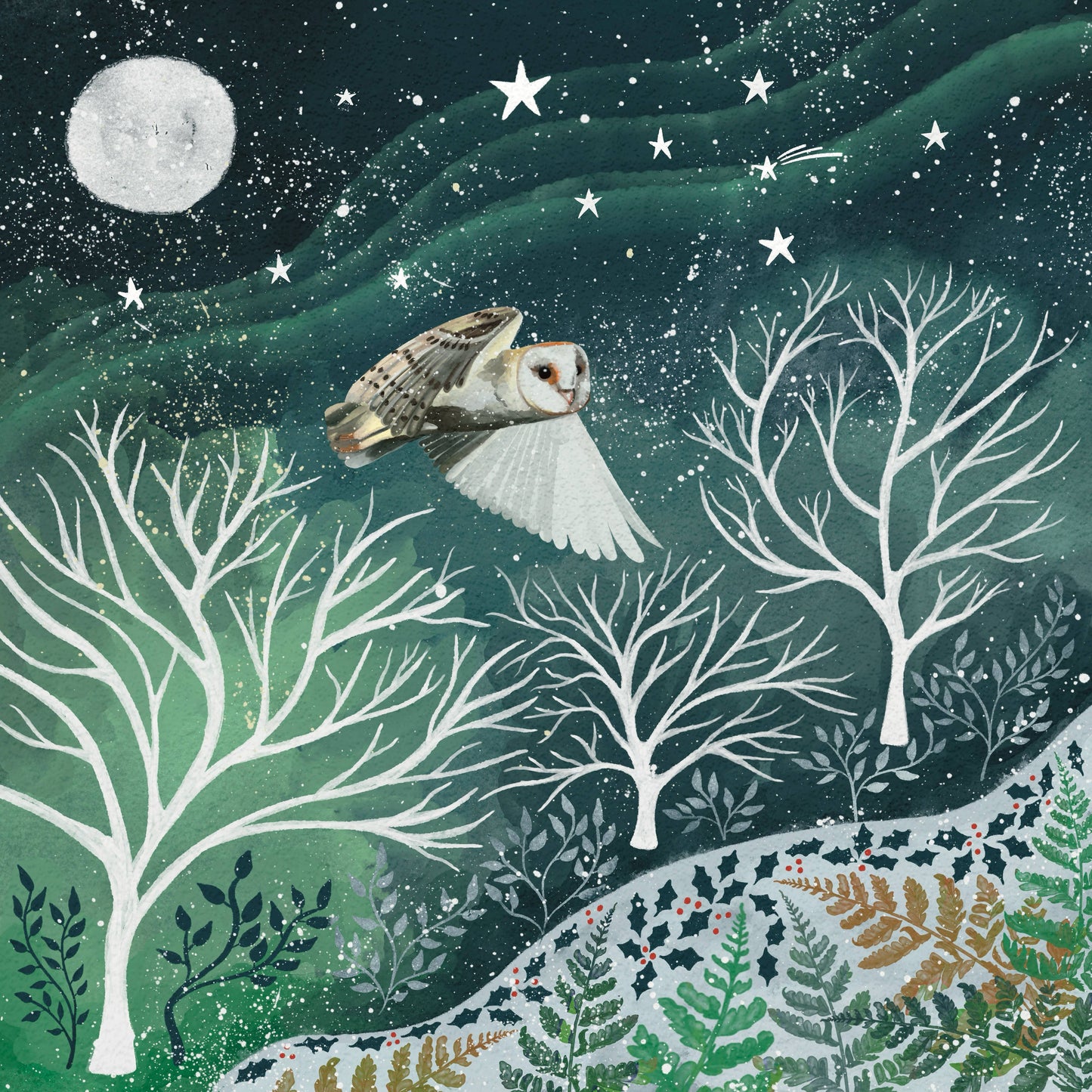 Glitter and Earth - Winter owl