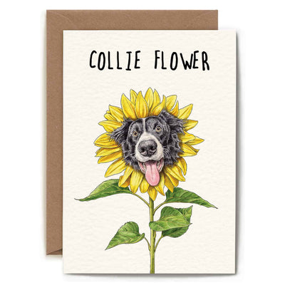 Collie Flower Card - Everyday Card - Funny