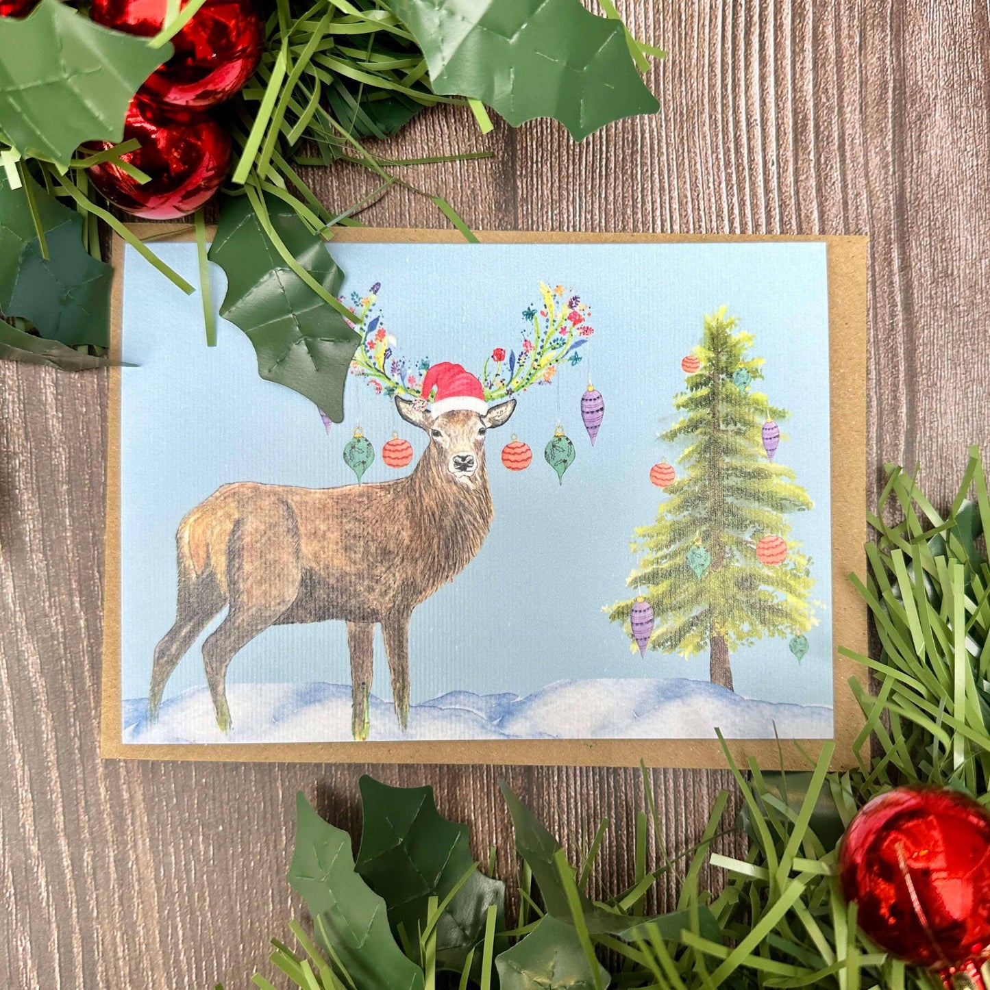 Christmas Stag | Eco Friendly Art Card cute colourful Deer