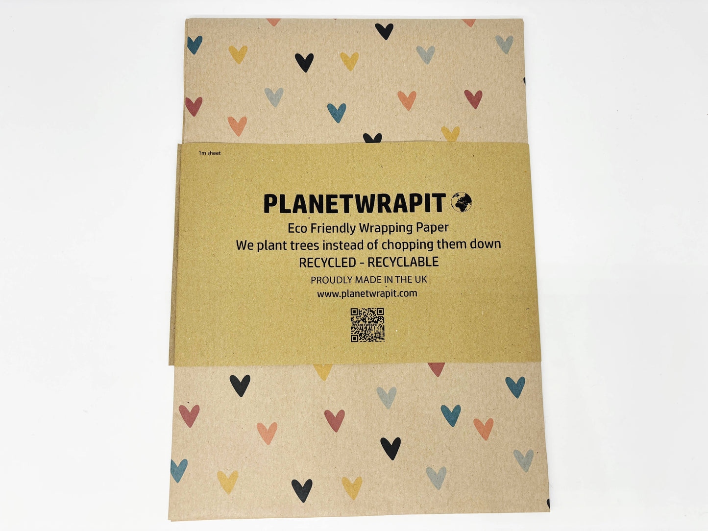 Colourful Hearts Recycled Kraft Wrapping Paper Gift Wrap