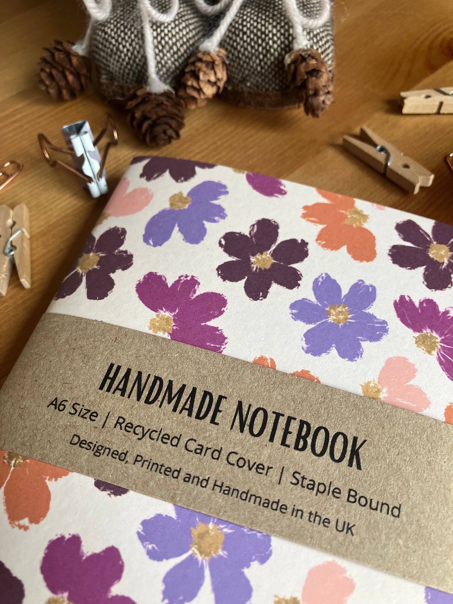 Bright Floral Handmade A6 Size Notebook