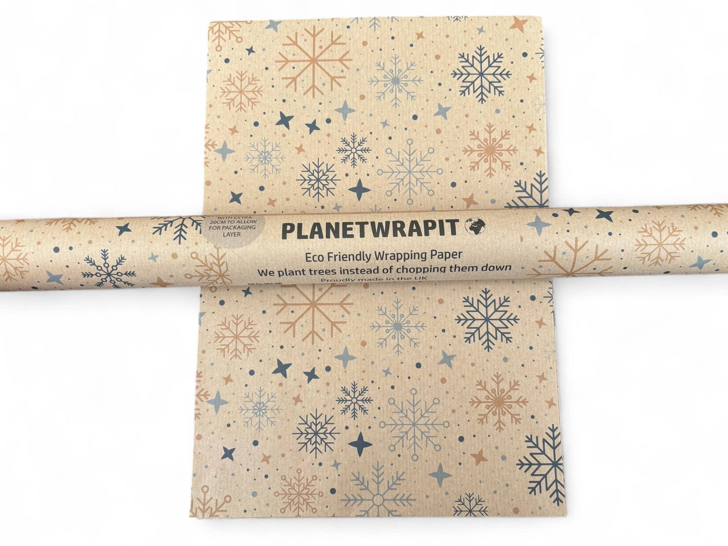 PlanetWrapIt - Christmas Snowflakes Recycled Eco Kraft Gift Wrapping Paper