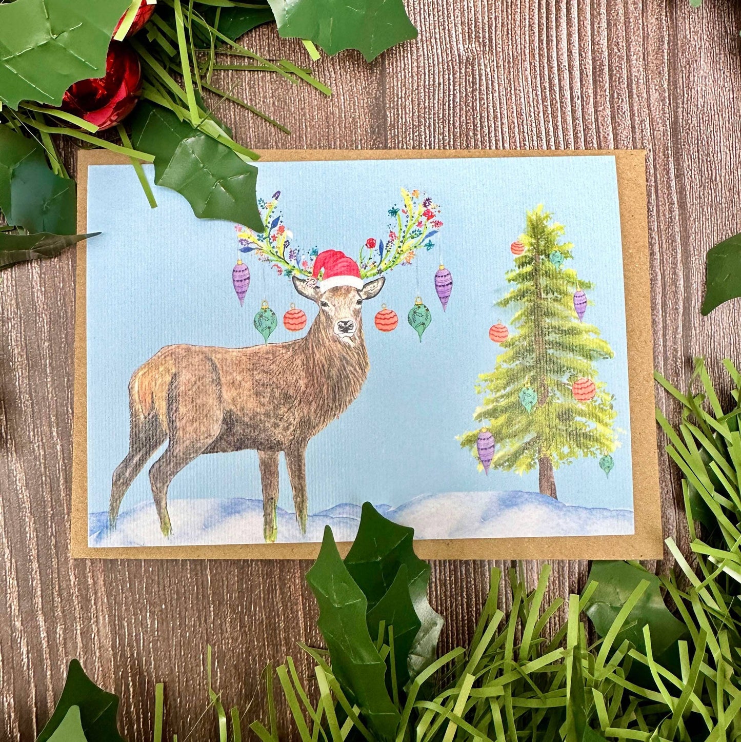 Christmas Stag | Eco Friendly Art Card cute colourful Deer