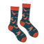 Pair of socks with pheasant pattern on a white background