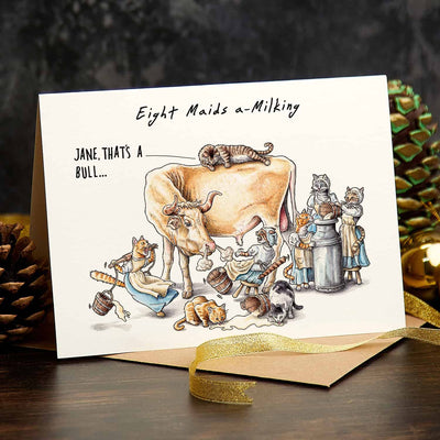 Eight Maids a-Milking - Christmas Card - Holiday Card