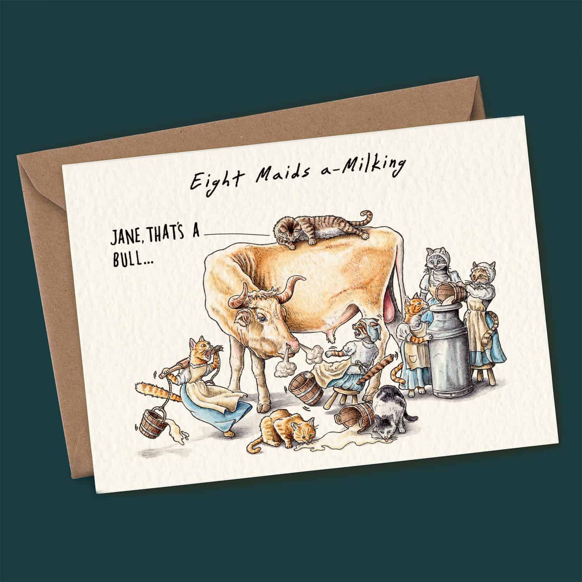 Eight Maids a-Milking - Christmas Card - Holiday Card