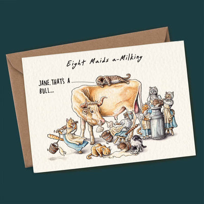 Eight Maids a-Milking - Christmas Card - Holiday Card