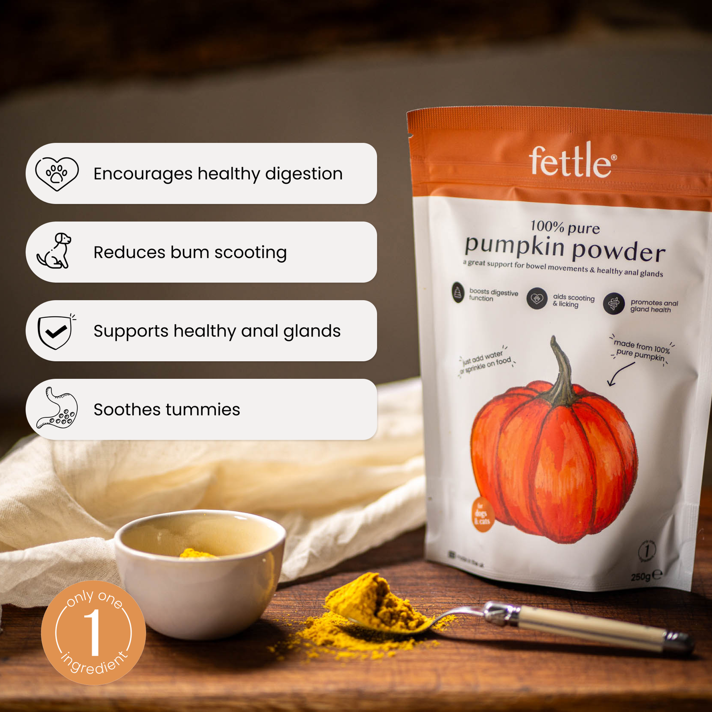 Fettle - Pure & Natural Pumpkin Powder for Dogs & Cats