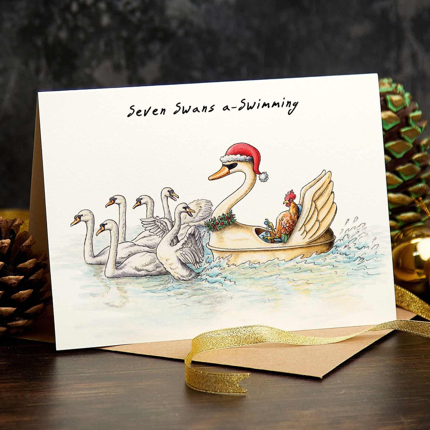 Seven Swans a-Swimming - Christmas Card - Holiday Card