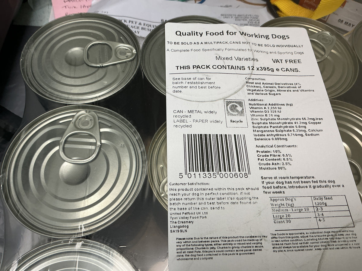Working dog tins mixed varieties 12x395g