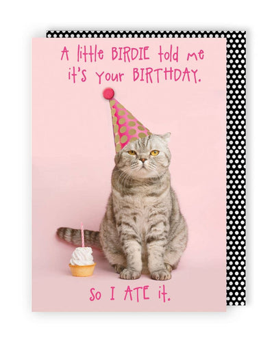Yours Truly - Cat With Party Hat And Cupcake Card