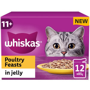 WHISKAS 11+ Cat Pouches Poultry Feasts in Jelly 12x85g