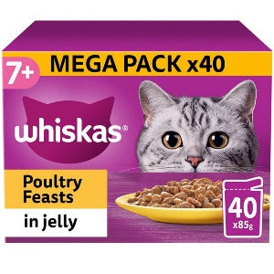 WHISKAS 7+ Cat Pouches Poultry Feasts in Jelly 40x85g