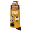 Sock with sheep design on a yellow background, featuring the brand 'soctopus'.