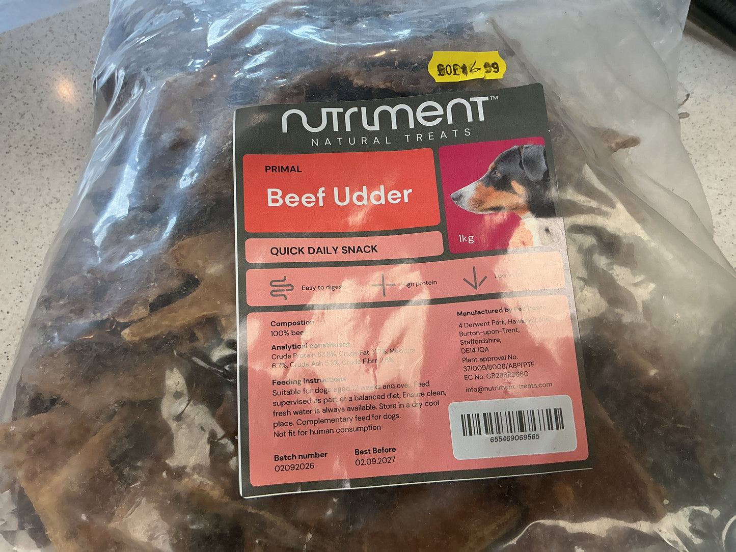 Nutriment beef udder 1kg
