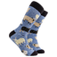 Blue socks with sheep pattern on a white background