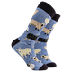 Blue socks with sheep pattern on a white background