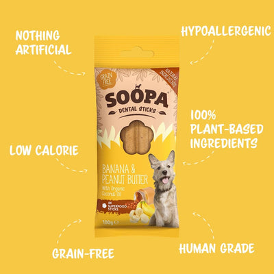Soopa Banana & Peanut Butter Dog Dental Sticks