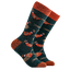 Pair of socks with pheasant pattern on a white background
