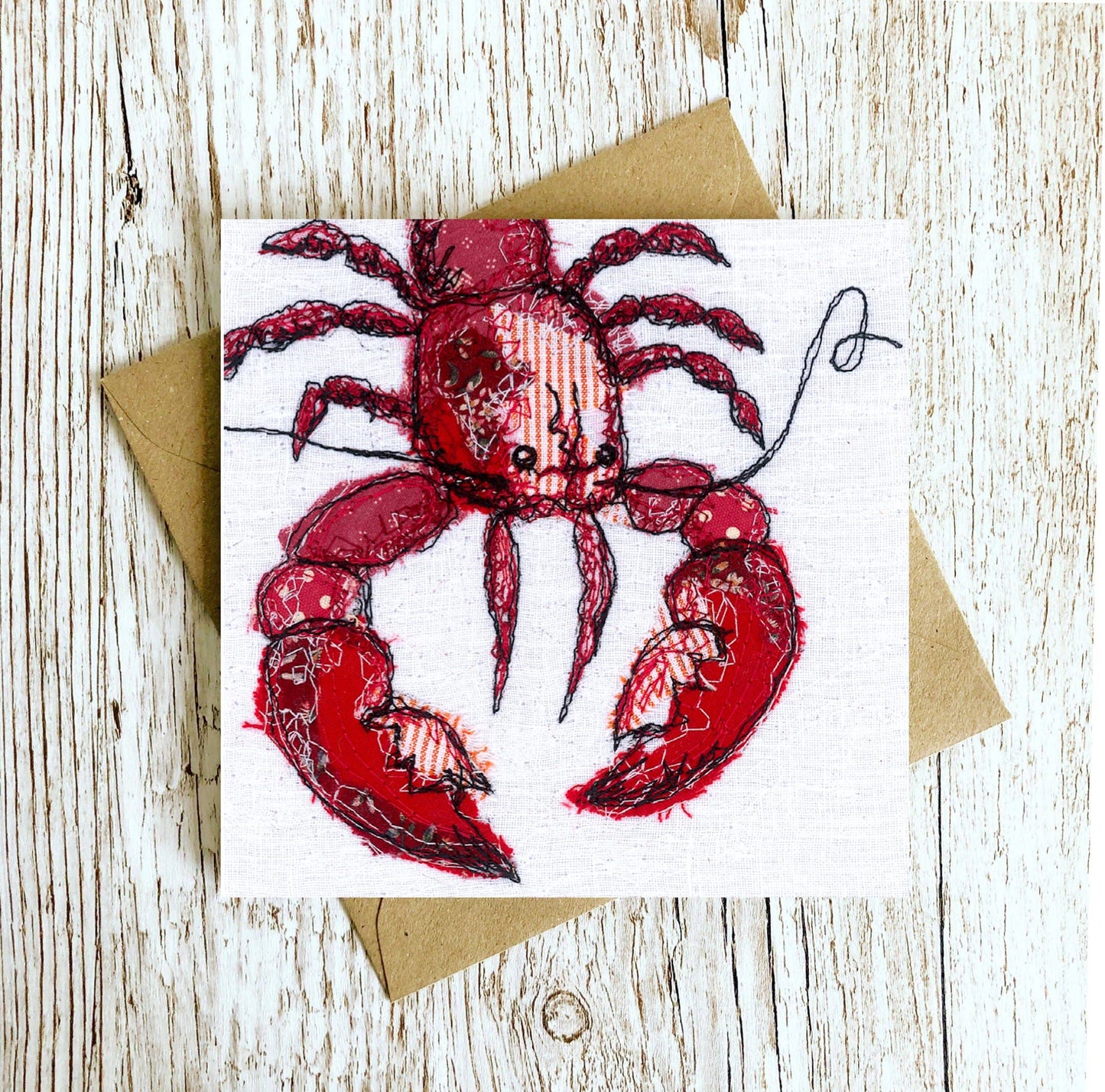 Lobster Love Embroidery Art Card