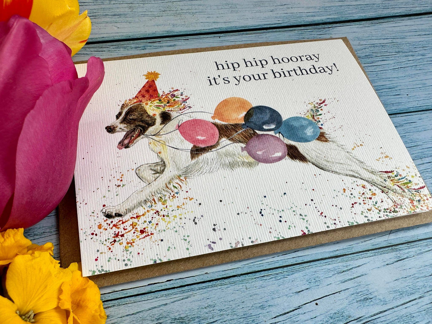 Birthday Spaniel |  Eco Friendly Card  Cute Colourful Dog