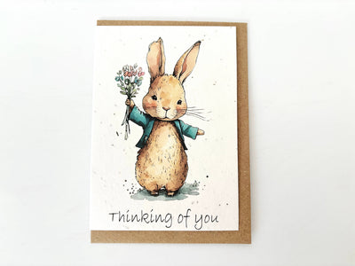 Plantable Seed Greetings Card - Thinking of You Bunny