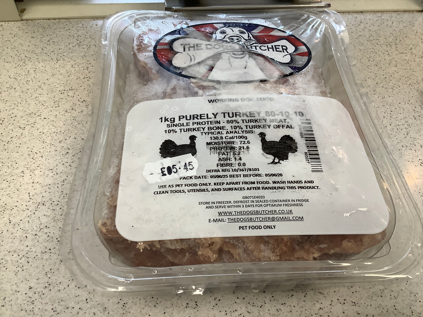 Dogs Butcher purely turkey 1kg