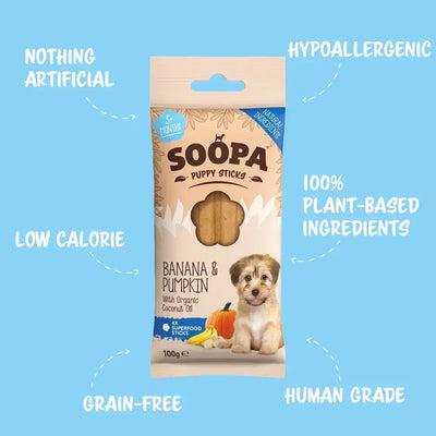 Soopa Puppy (Banana & Pumpkin) Dog Dental Sticks