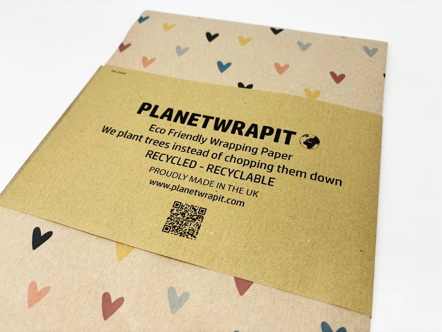 Colourful Hearts Recycled Kraft Wrapping Paper Gift Wrap