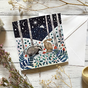 Glitter and Earth - Winter badger and hare