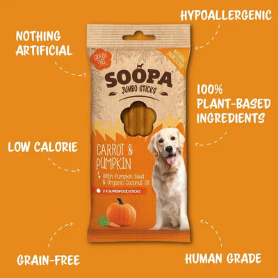 Soopa Carrot & Pumpkin Jumbo Dog Dental Sticks