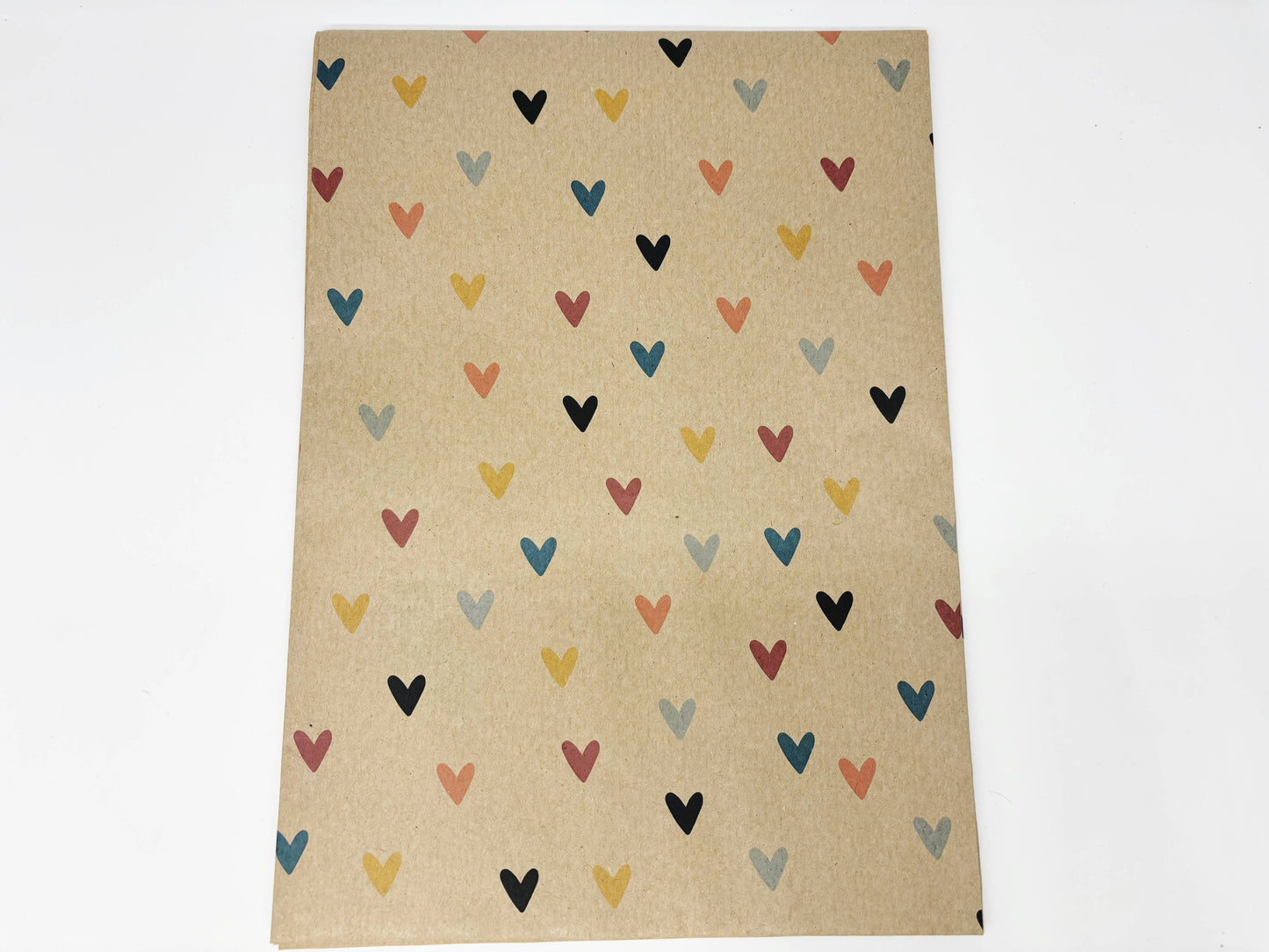 Colourful Hearts Recycled Kraft Wrapping Paper Gift Wrap