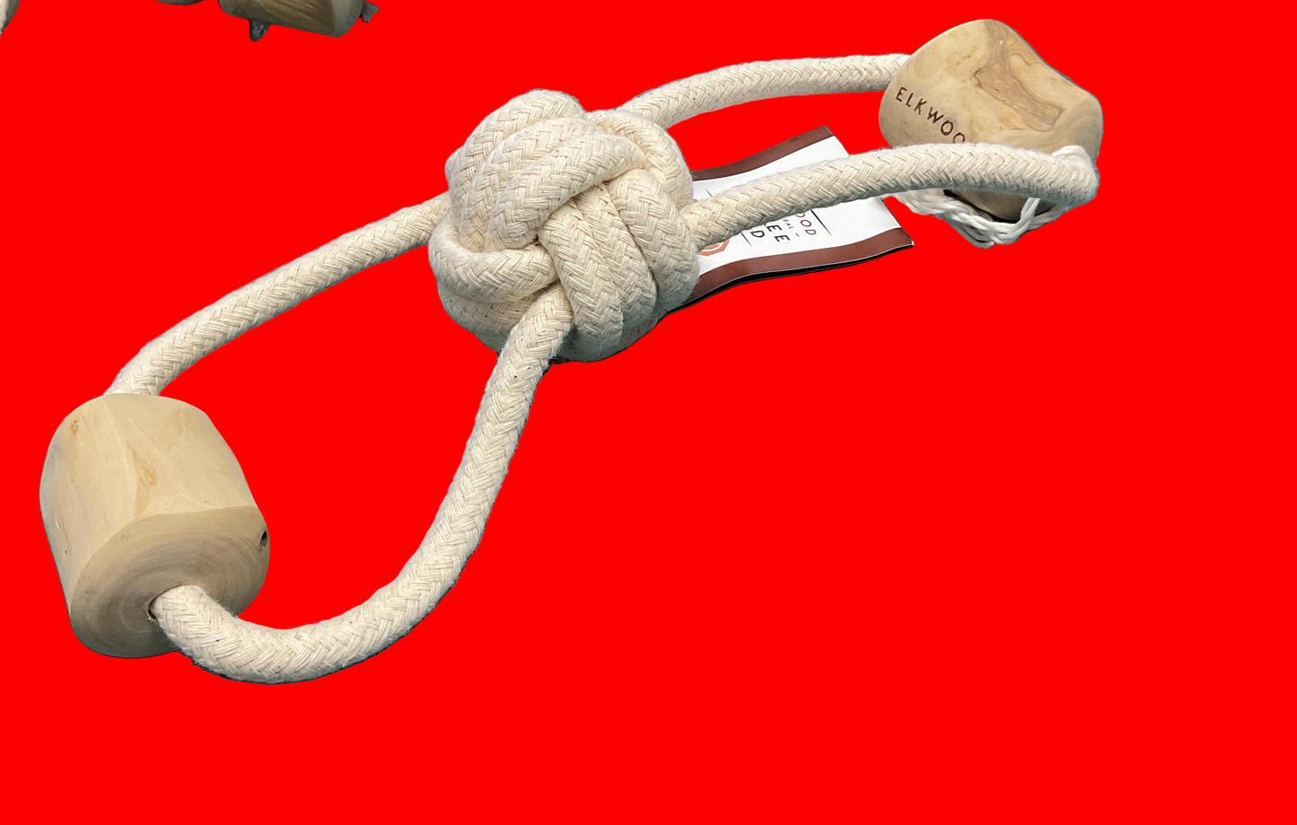 Elkwood Coffee Wood Dumbell Toy with Knot