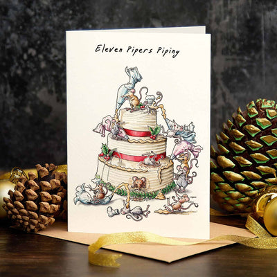 Eleven Pipers Piping Card - Christmas Card - Holiday Card