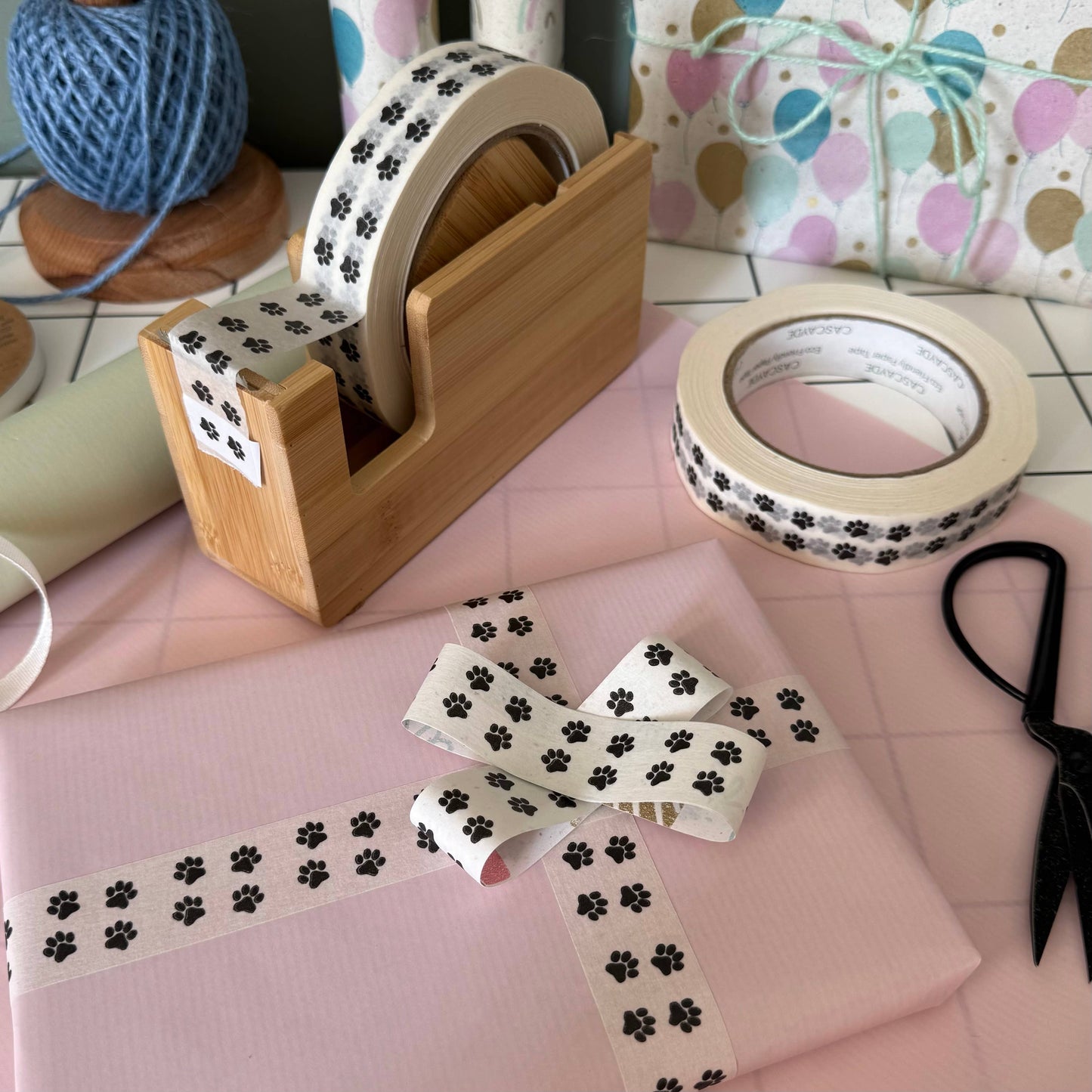 Cascayde - Paw Print Paper Tape 24mm - Eco Friendly Packing Tape