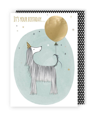 Yours Truly - Afghan Hound Dog With Balloon Card