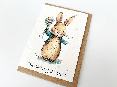 Plantable Seed Greetings Card - Thinking of You Bunny