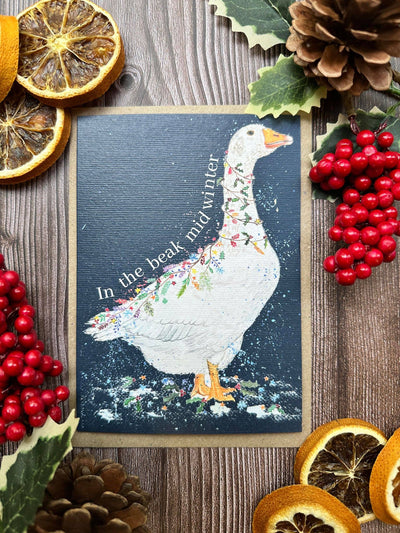 Goose Christmas Eco Friendly Art Card cute colourful funny