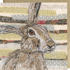 Artistic depiction of a hare with a textured background