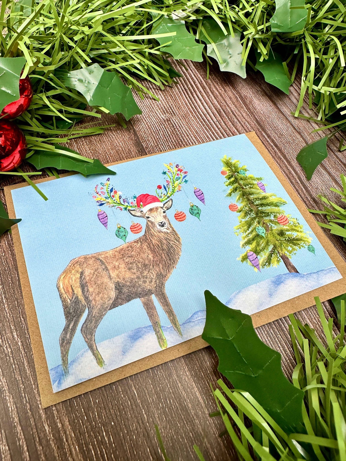 Christmas Stag | Eco Friendly Art Card cute colourful Deer