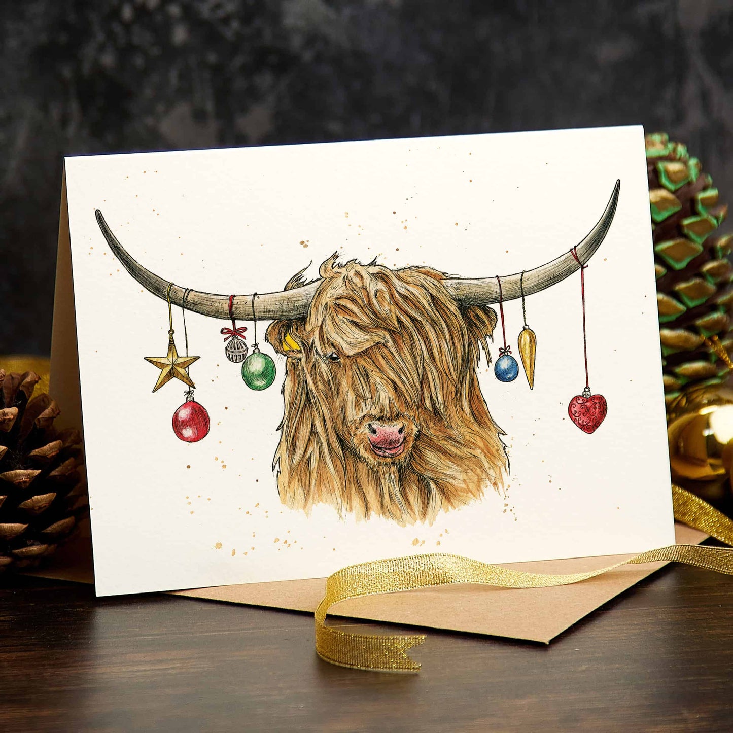 Highland Cow Card - Holiday Card - Christmas Card