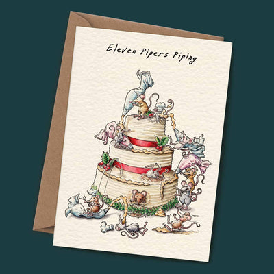 Eleven Pipers Piping Card - Christmas Card - Holiday Card