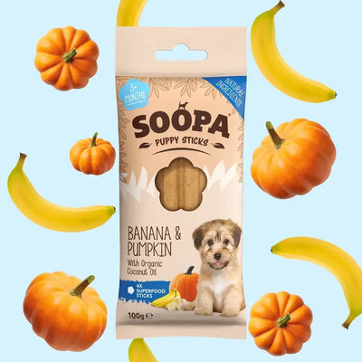 Soopa Puppy (Banana & Pumpkin) Dog Dental Sticks
