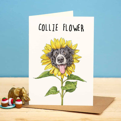 Collie Flower Card - Everyday Card - Funny