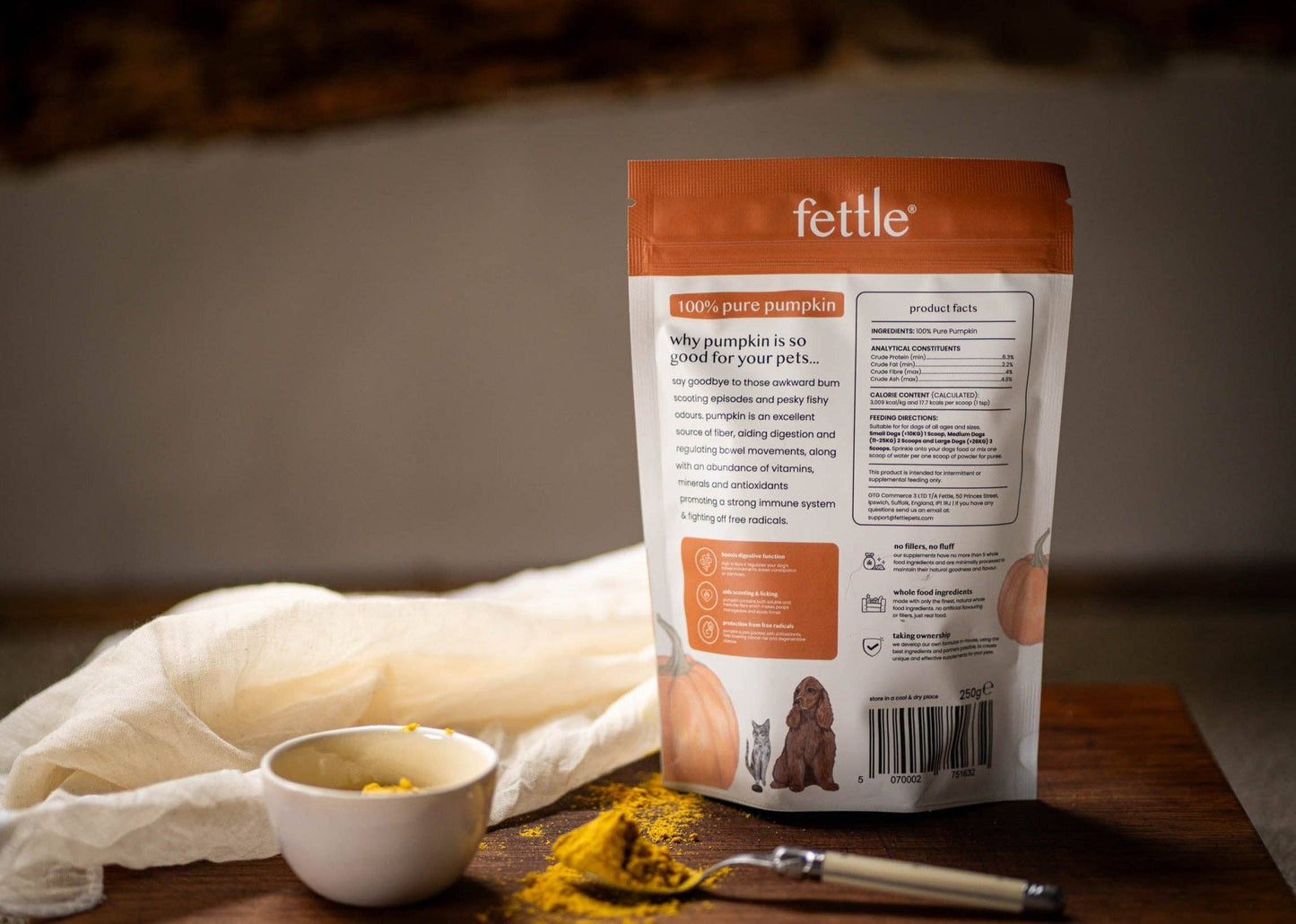 Fettle - Pure & Natural Pumpkin Powder for Dogs & Cats